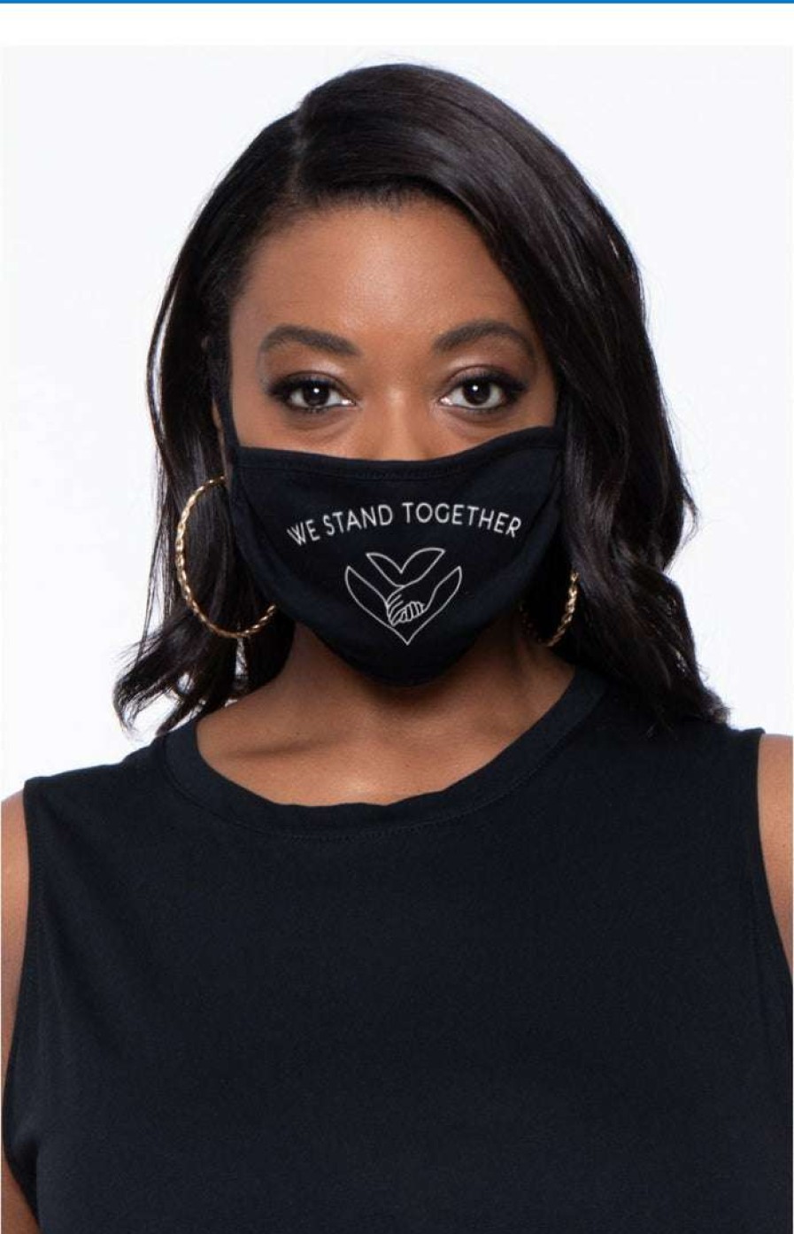 Accessories * | Curvy Sense Face Masks Washable & Reusable Printed Face Mask We Stand Together Black