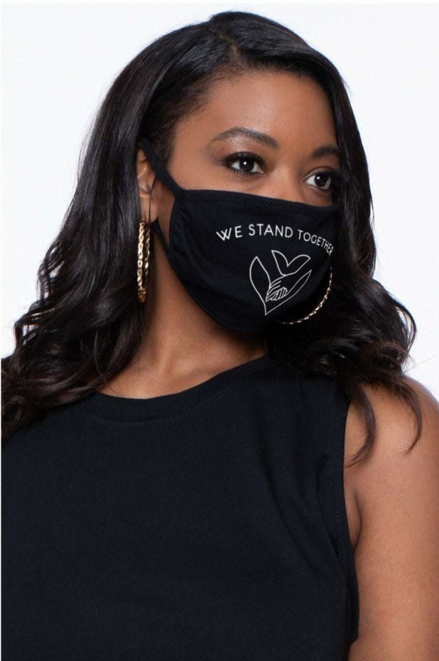 Accessories * | Curvy Sense Face Masks Washable & Reusable Printed Face Mask We Stand Together Black