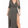 Dresses * | Bluebell Plus Size Aria M-Slit Maxi Dress Dresses Olive