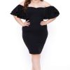 Dresses * | Gibiu Little Styles Plus Size Brie Off The Shoulder Ruffle Dress Black