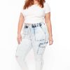 Bottoms * | Wax Jean Plus Size Bai Acid Wash Jogger Light Wash