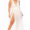 Dresses * | Curvy Sense Bridal Options Plus Size Emryn Slit Maxi Dress White