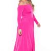 Dresses * | Curvy Sense Plus Size Eliana M- Slit Dress Pink