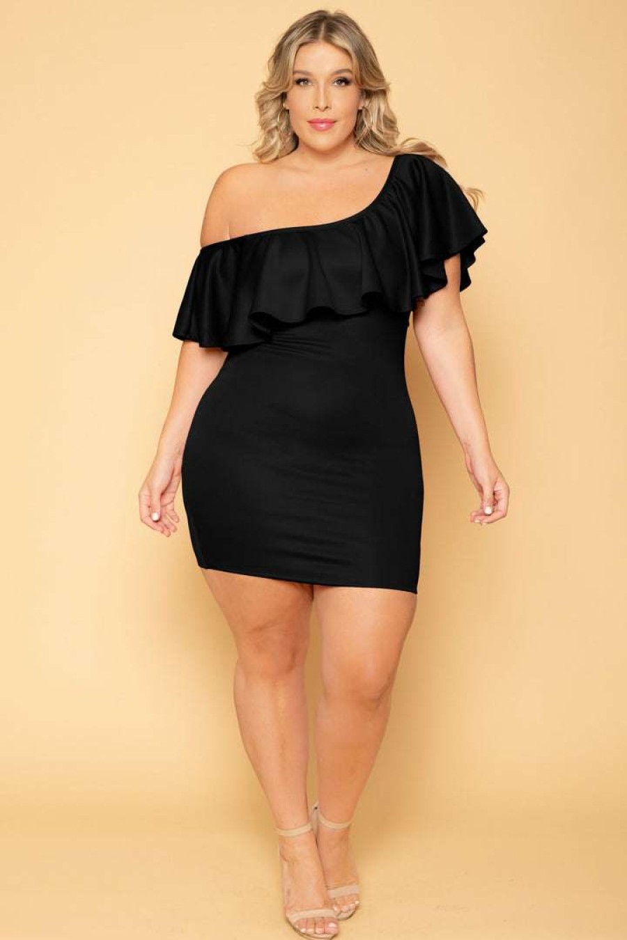 Dresses * | Curvy Sense Plus Size Saia Bodycon Dress New Arrivals Black