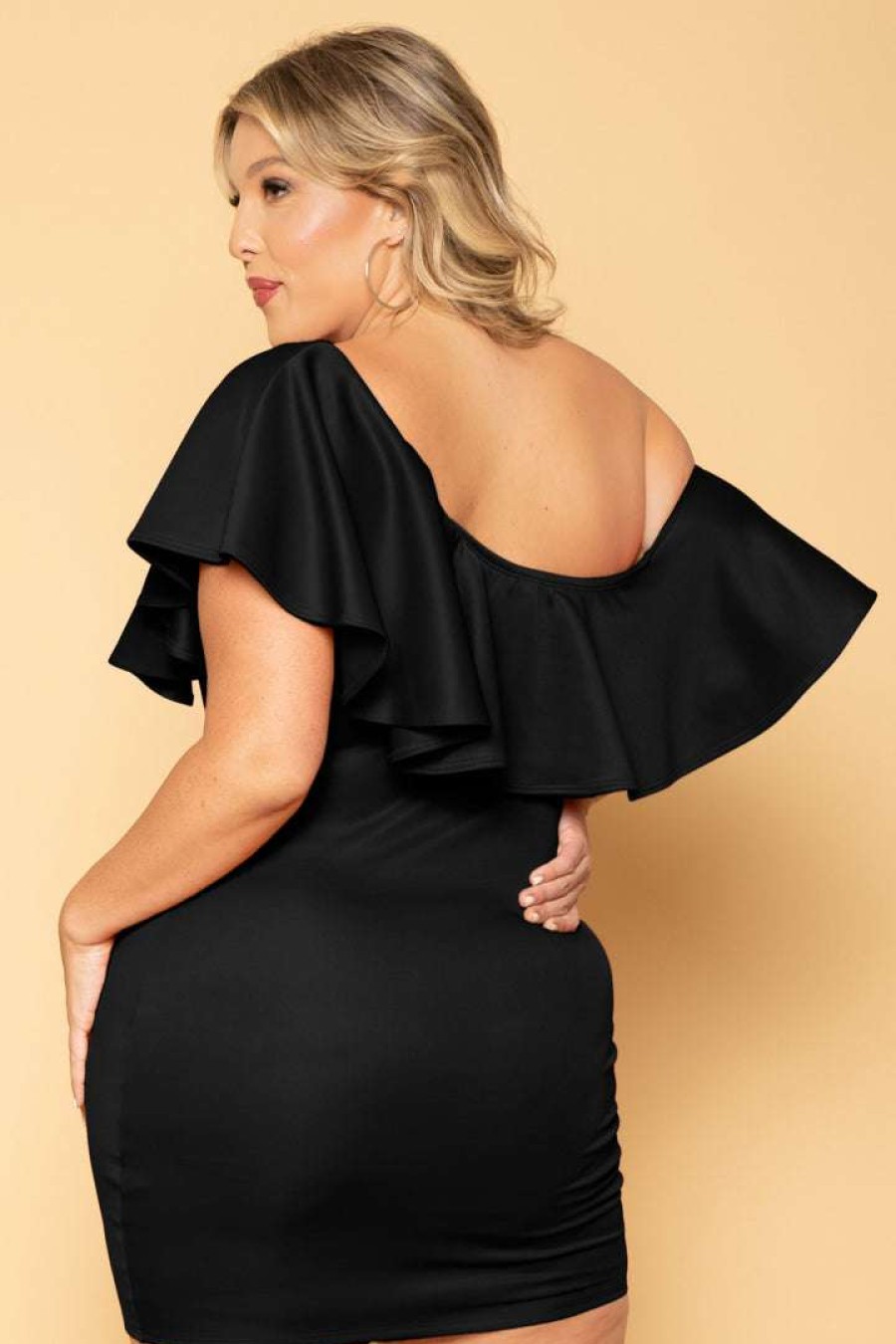 Dresses * | Curvy Sense Plus Size Saia Bodycon Dress New Arrivals Black