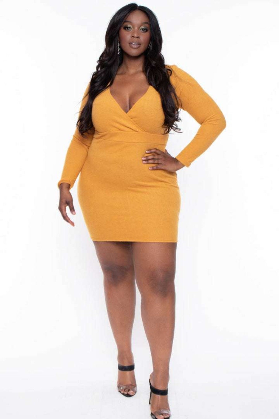 Dresses * | Curvy Sense Plus Size Lena Dress Mustard