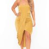 Dresses * | Curvy Sense Back In Stock Plus Size Rylee Front Drape Dress Mustard