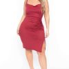 Dresses * | Davids Place Plus Size Cece Ruched Bodycon Dress Rust