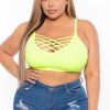 Tops * | Zenana Plus Size Caged Bralette Neon Lime