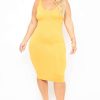 Dresses * | Curvy Sense Most Loved Plus Size Essential Tank Midi Dress Mustard