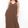 Dresses * | Zenana Plus Size Cami Strap Maxi Dress Dresses Mocha