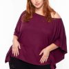 Tops * | Curvy Sense Tops Plus Size Off The Shoulder Top Burgundy