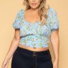 Tops * | Ambiance Plus Size Cassia Floral Top Blue