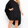 Dresses * | Curvy Sense Plus Size Asymmetric Draped Dress Black