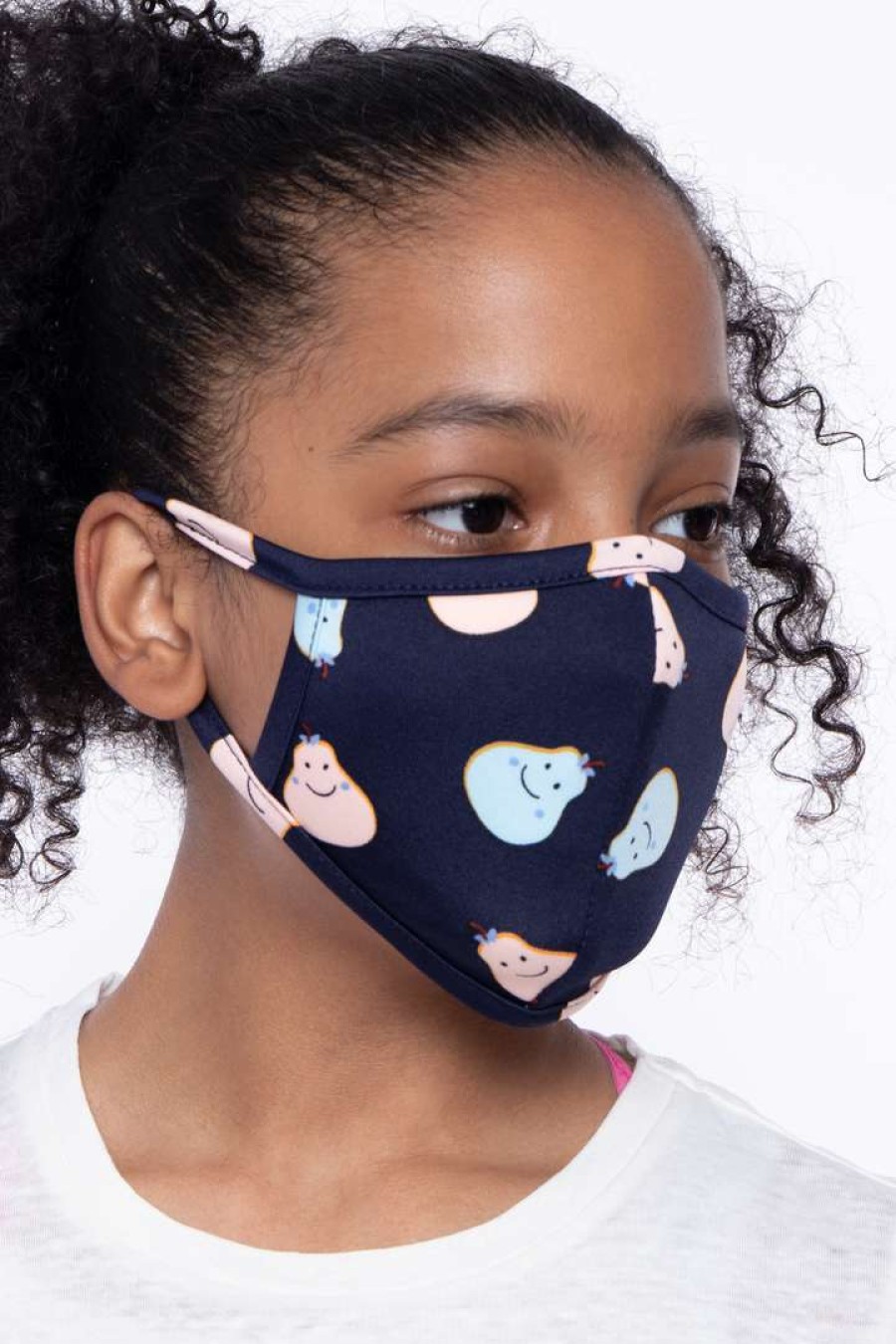 Accessories * | Curvy Sense Face Masks Kids Washable Fun Patterns Face Mask ( Ages 4 11 ) Happy Pears