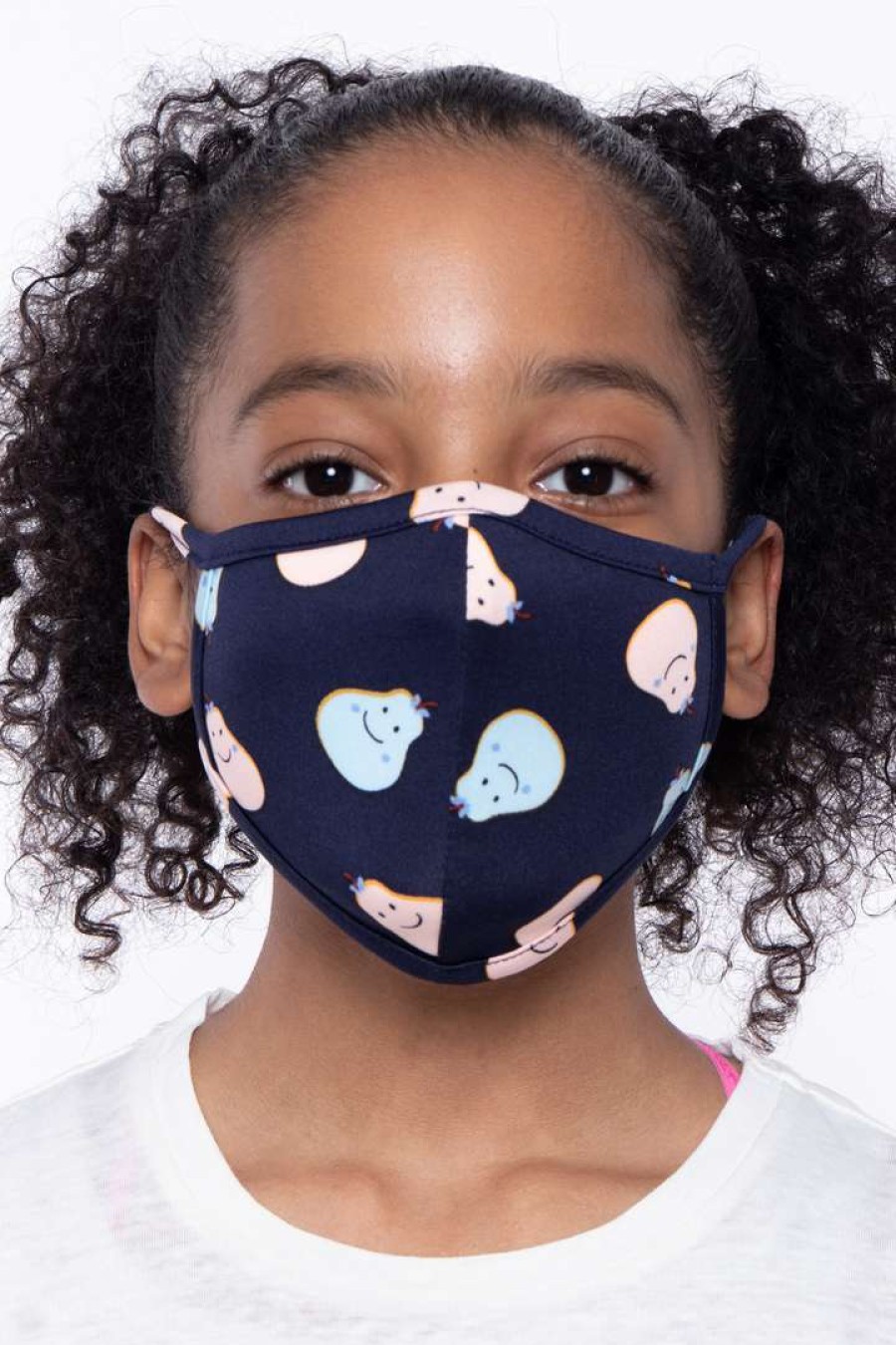 Accessories * | Curvy Sense Face Masks Kids Washable Fun Patterns Face Mask ( Ages 4 11 ) Happy Pears