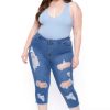 Bottoms * | Diamante New Arrivals Plus Size Janece High Waist Capri Jeans Medium Medium Wash