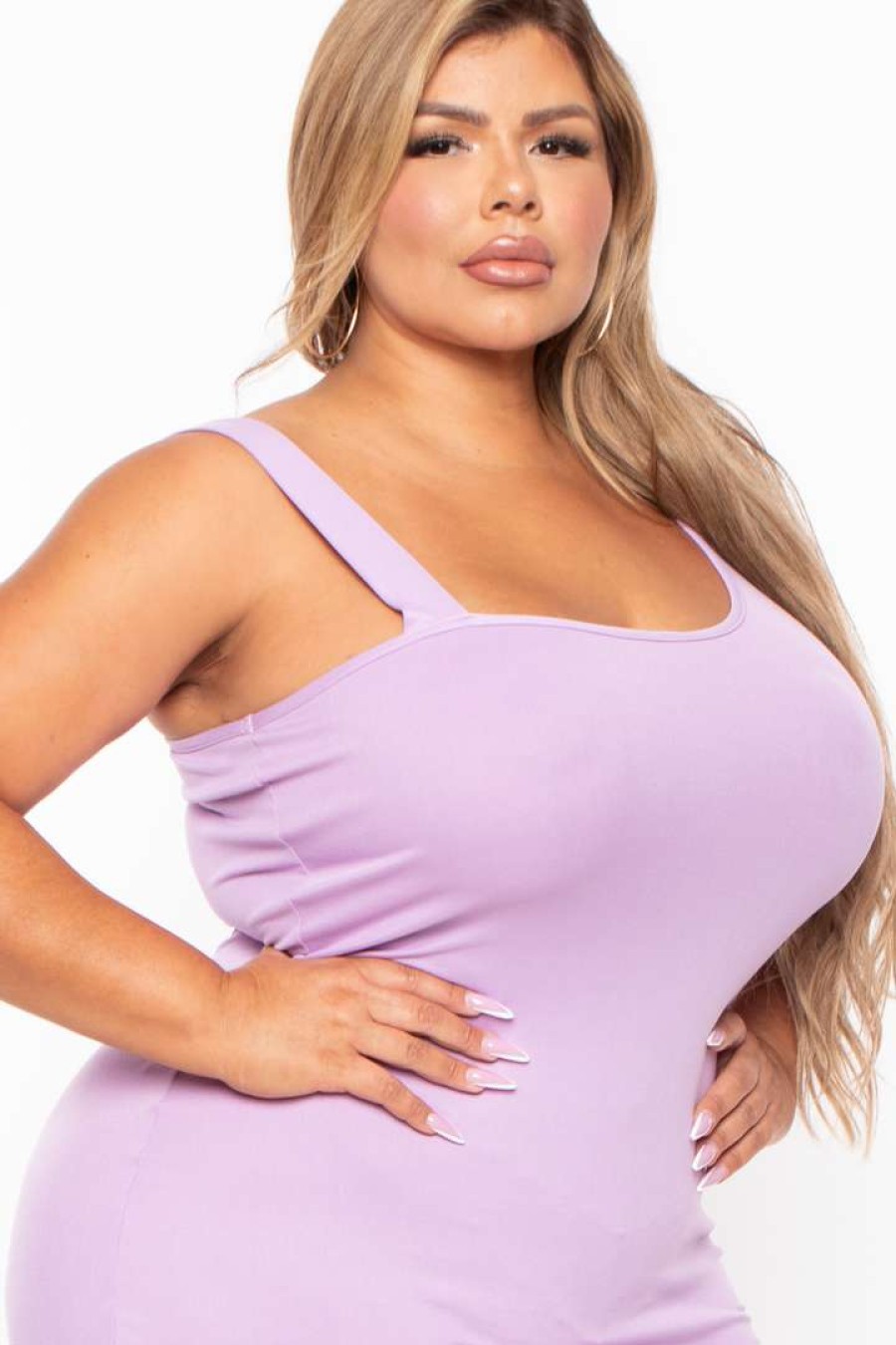 Dresses * | Curvy Sense Plus Size Romina Tank Bodycon Dress Violet