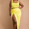 Sets * | The Curve La Plus Size Kristin Matching Skirt Set Yellow