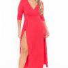 Dresses * | Bluebell Dresses Plus Size Aria M-Slit Maxi Dress Red