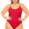 Tops * | Curvy Sense Plus Size Jersey Girl Bodysuit Back In Stock Red