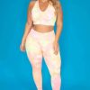 Sets * | Zenana Plus Size Terri Tie Dye Legging Set New Arrivals Neon Pink