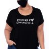 Sets * | Curvy Sense Plus Size Graphic "Quarantini" Tee & Mask Set Black