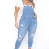 Bottoms * | Wax Jean New Arrivals Plus Size Kai Denim Overalls Light Wash