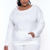 Sets * | Curvy Sense Plus Size Essential Sweatshirt Pullover Ivory