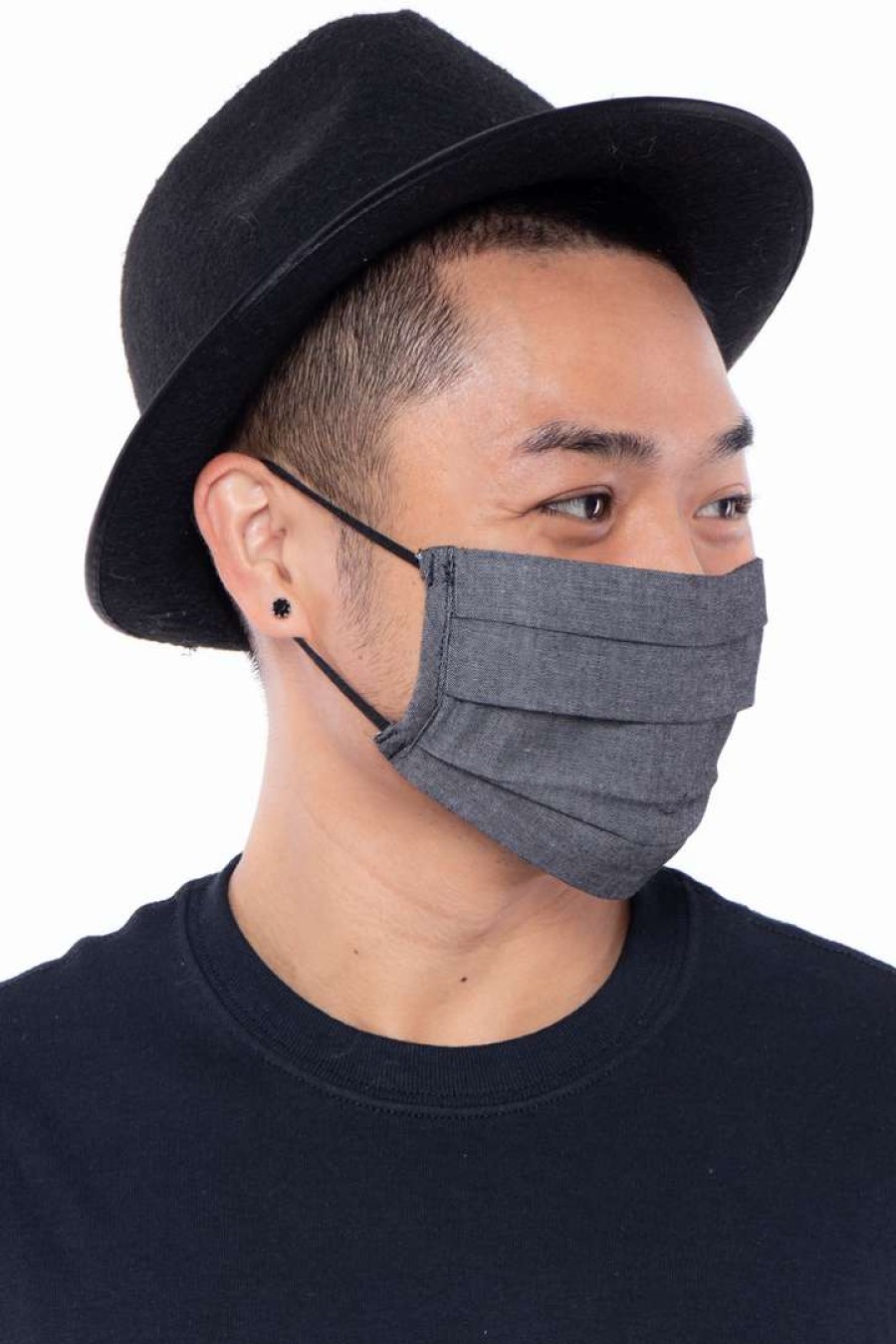 Accessories * | Curvy Sense Washable Pleated Woven Face Mask Face Masks Woven Charcoal