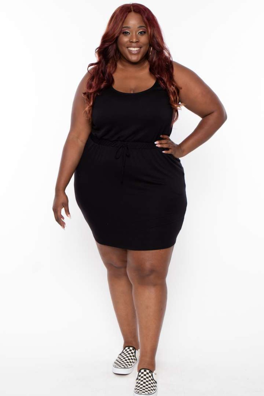 Dresses * | Curvy Sense Plus Size Rosi Tank Mini Dress Dresses Black