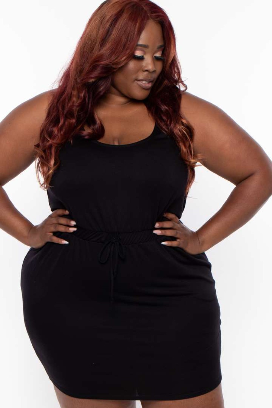 Dresses * | Curvy Sense Plus Size Rosi Tank Mini Dress Dresses Black