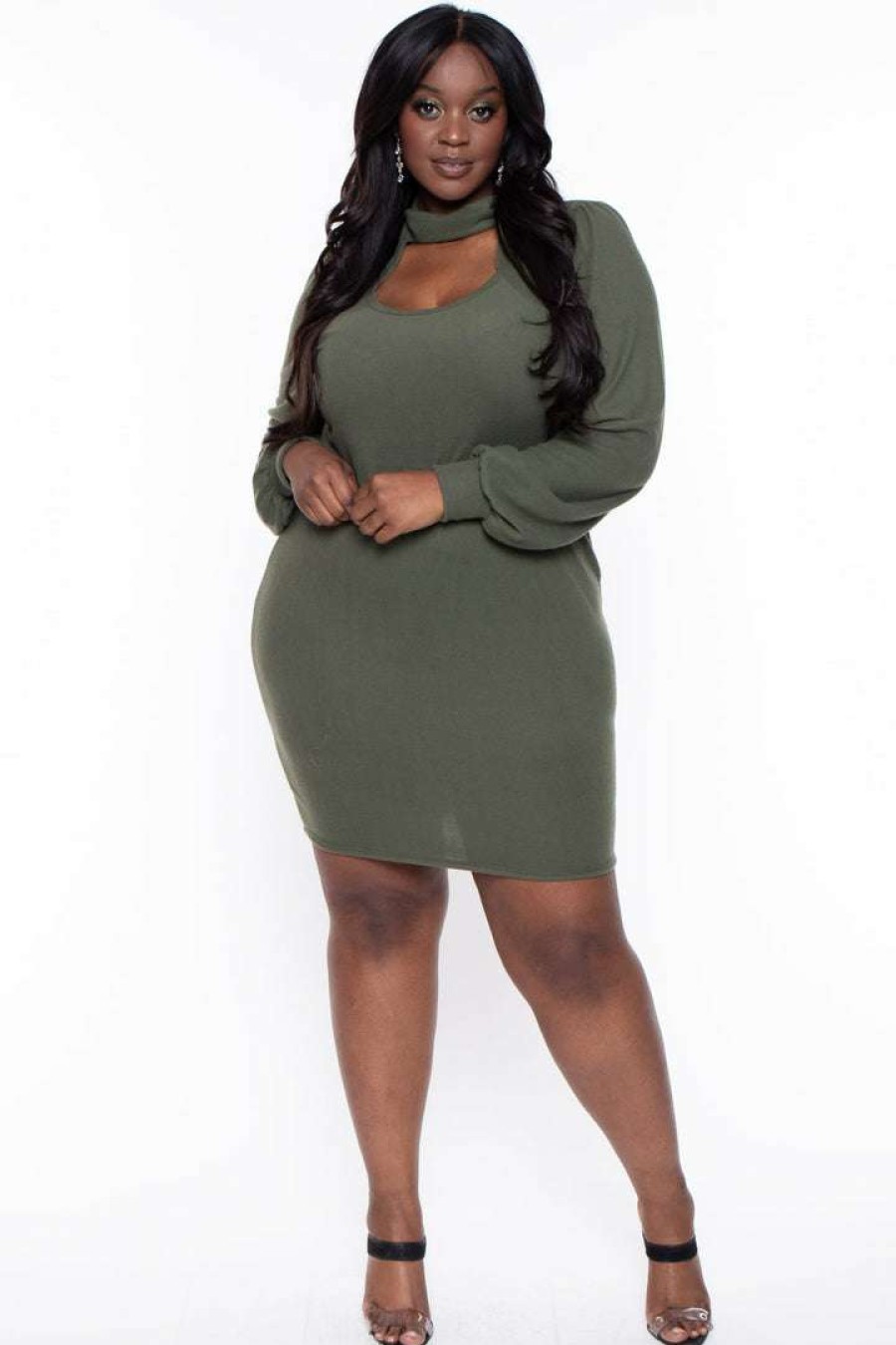 Dresses * | Curvy Sense Plus Size Callie Dress Dresses Olive