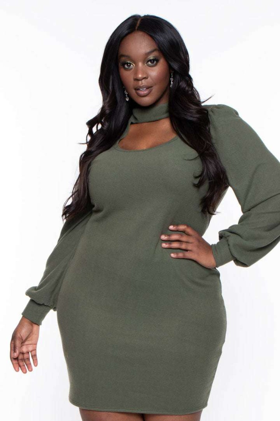 Dresses * | Curvy Sense Plus Size Callie Dress Dresses Olive