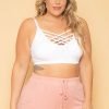 Tops * | Zenana Plus Size Caged Bralette Tops White