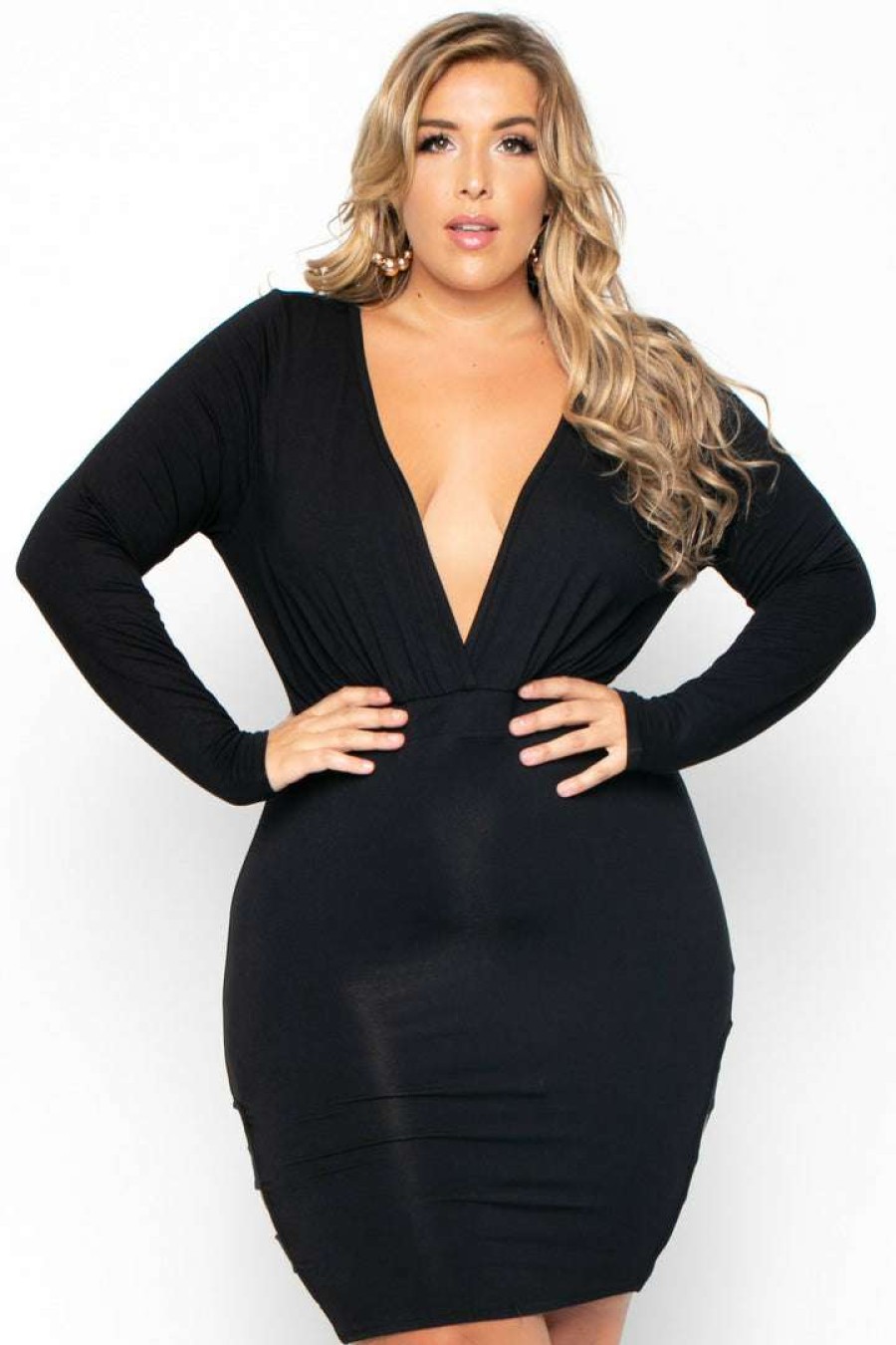 Dresses * | Curvy Sense Back In Stock Plus Size Calista Caged Dress Black