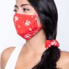 Sets * | Curvy Sense Washable Face Mask & Scrunchie Set Matching Sets Floral Red