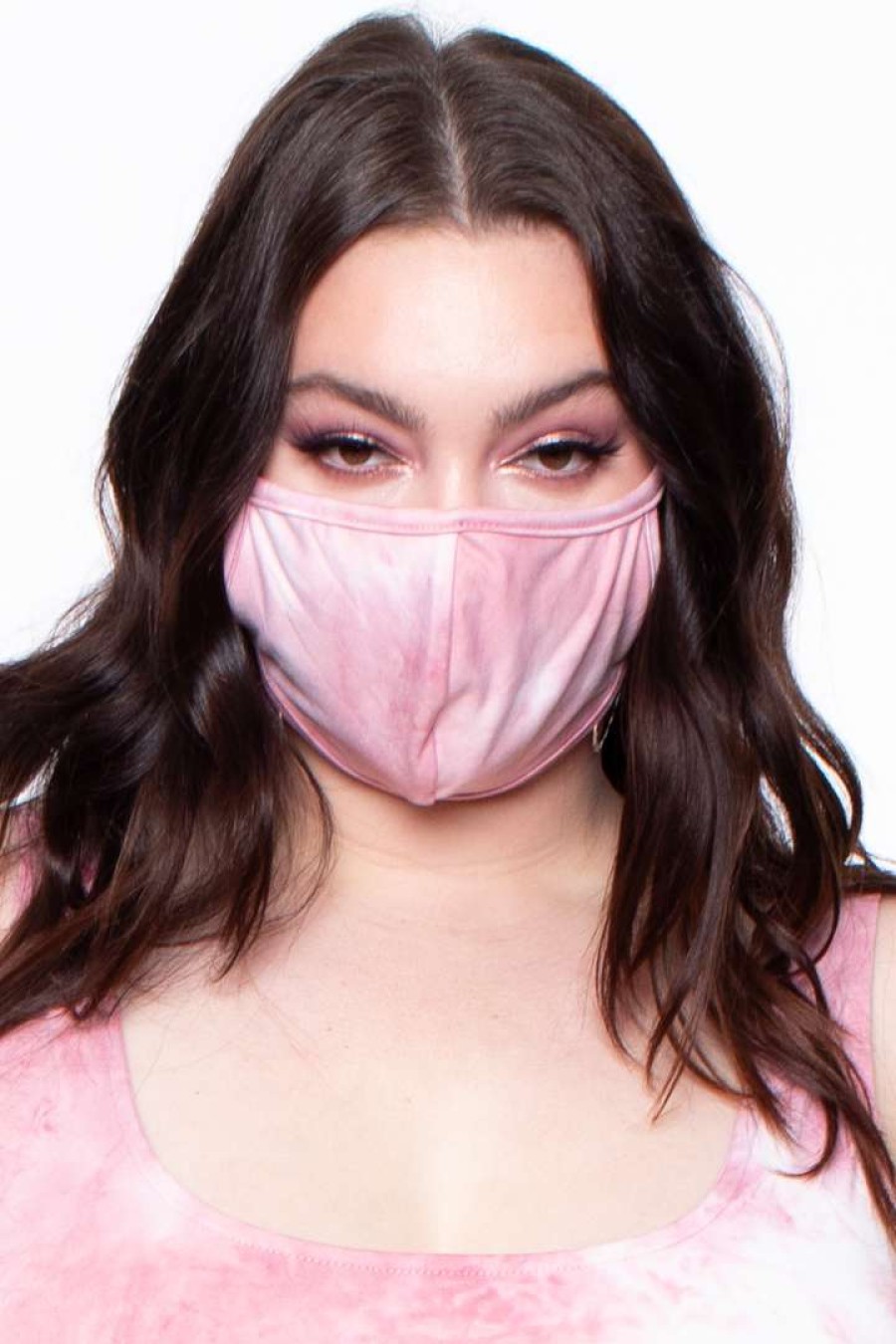 Accessories * | Curvy Sense Face Masks Washable & Reusable Printed Tie-Dye Face Mask Mauve