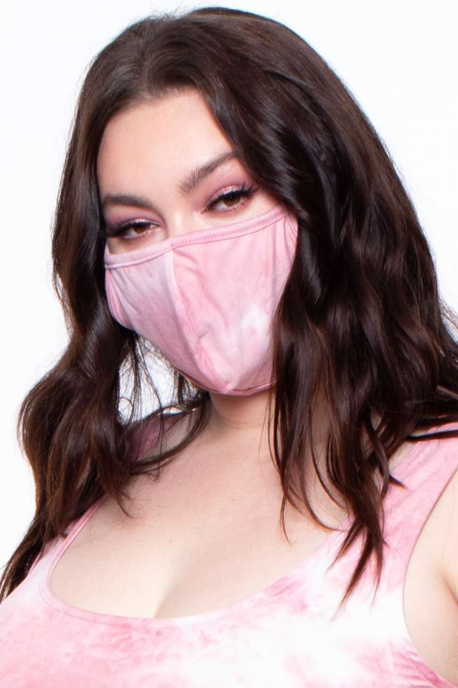 Accessories * | Curvy Sense Face Masks Washable & Reusable Printed Tie-Dye Face Mask Mauve