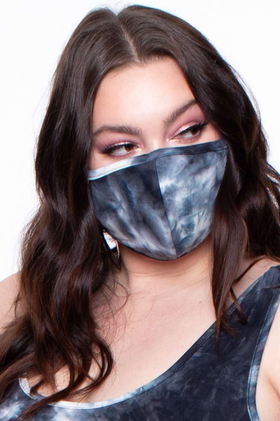 Accessories * | Curvy Sense Washable & Reusable Printed Tie-Dye Face Mask Black