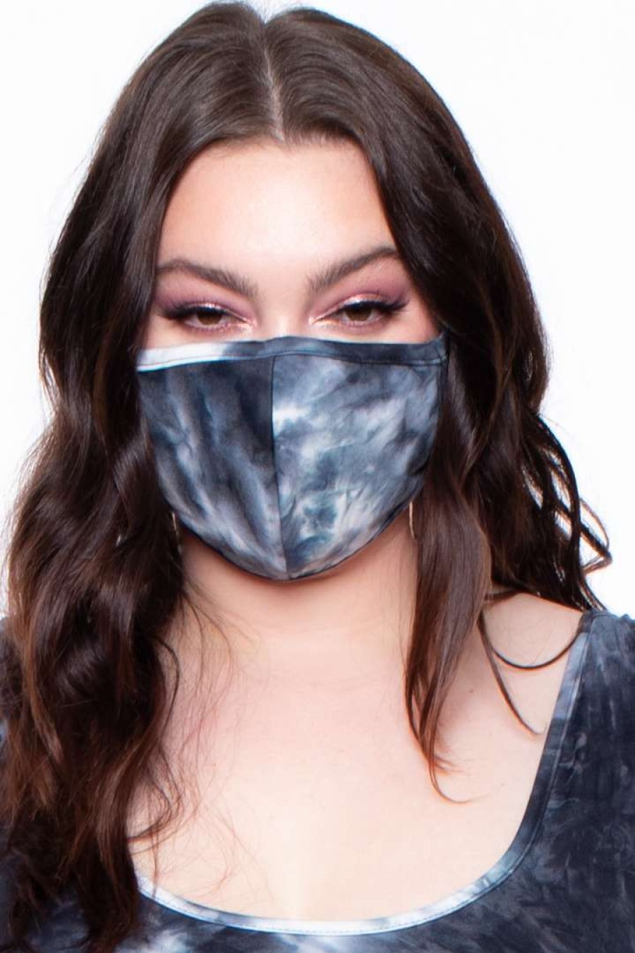 Accessories * | Curvy Sense Washable & Reusable Printed Tie-Dye Face Mask Black