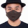 Accessories * | Curvy Sense Washable Fitted & Adjustable Woven Face Mask Check Brown