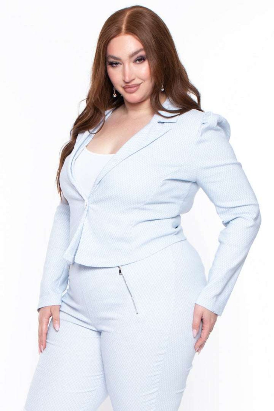 Sets * | Haute Monde Sets Plus Size Feeling Like A Boss Suit Blue