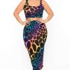 Sets * | The Curve La Plus Size Sophie Rainbow Tank & Skirt Set Matching Sets Black