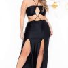 Dresses * | Curvy Sense Party Shop Plus Size Layana Double Slit Dress Black