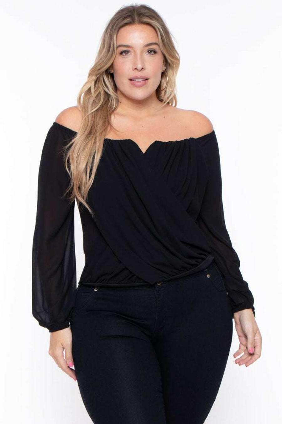 Tops * | Bluebell Plus Size Aryana Cross Over Top New Arrivals Black