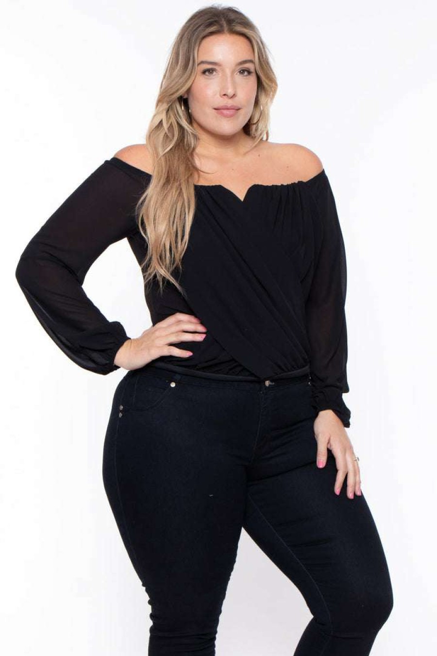 Tops * | Bluebell Plus Size Aryana Cross Over Top New Arrivals Black