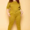 Sets * | Zenana Plus Size Camila Top & Pants Set New Arrivals Chartreuse