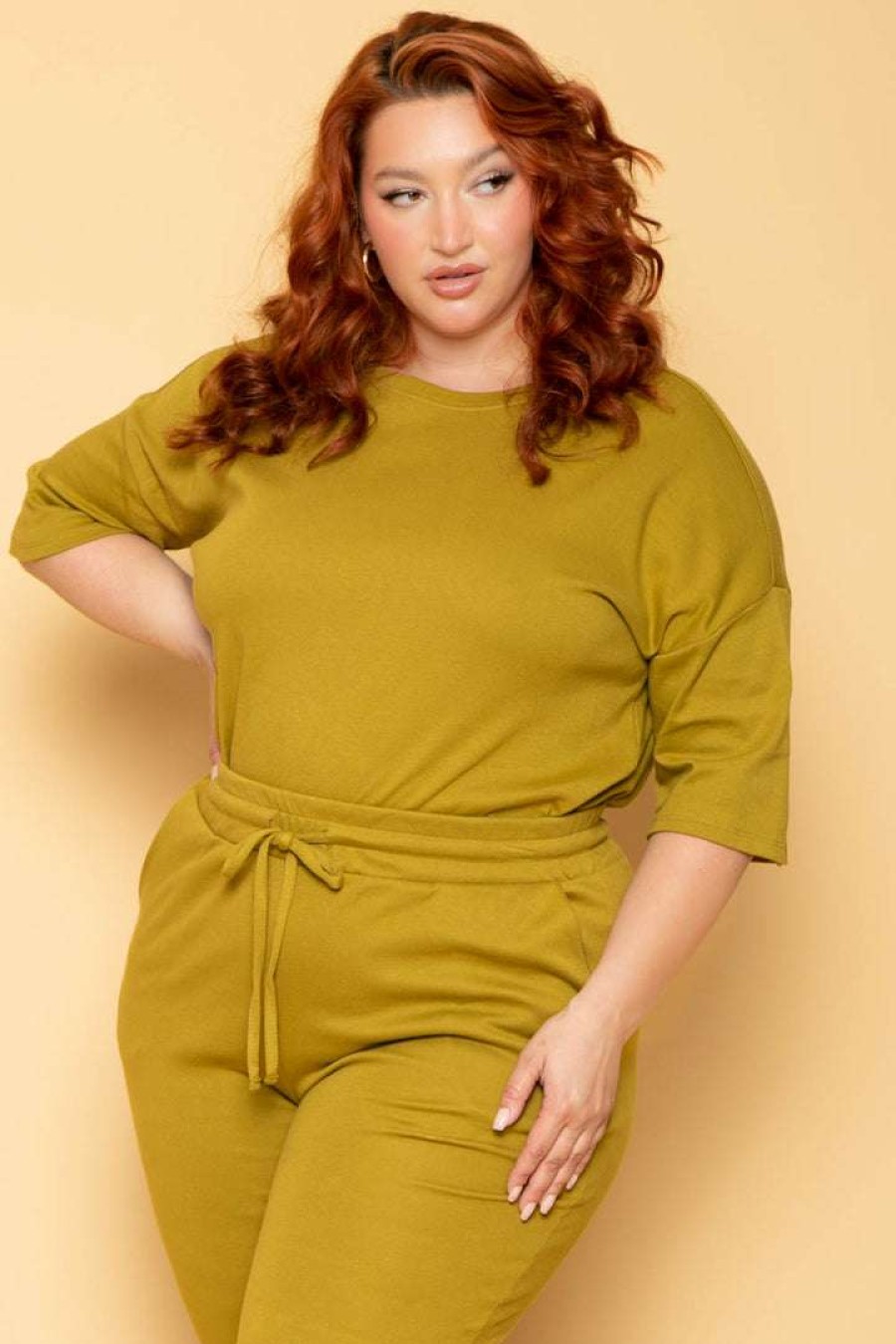 Sets * | Zenana Plus Size Camila Top & Pants Set New Arrivals Chartreuse