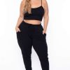 Bottoms * | Ambiance Bottoms Plus Size Sweat Jogger Black